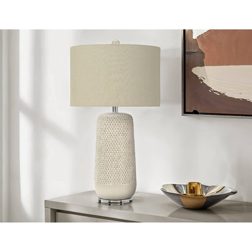 Cylinder Table Lamp with Beige Shade 30" - Cream