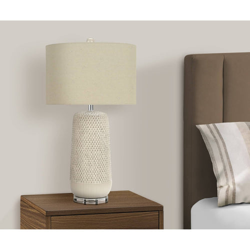 Cylinder Table Lamp with Beige Shade 30" - Cream