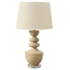 Round Table Lamp with Beige Shade 28" - Beige