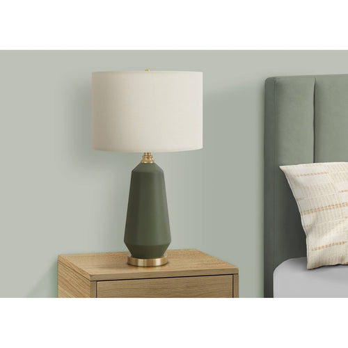 Cylinder Table Lamp with Ivory Shade 26" - Green