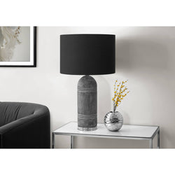 Cylinder Table Lamp with Black Shade 28" - Grey