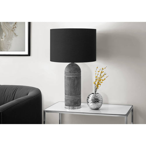 Cylinder Table Lamp with Black Shade 28" - Grey