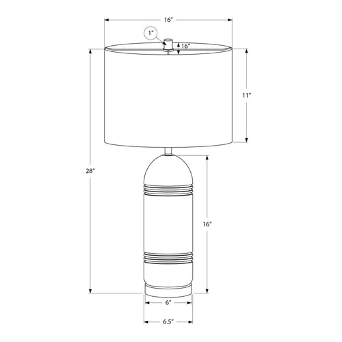 Cylinder Table Lamp with Black Shade 28" - Grey