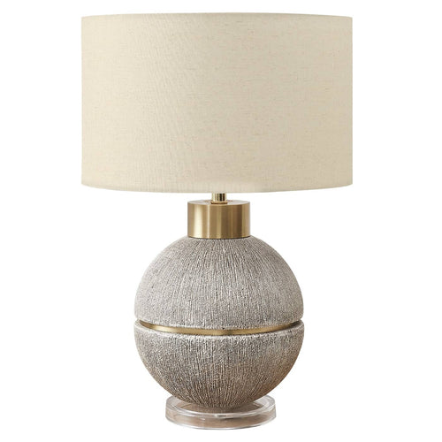 Round Table Lamp with Beige Shade 30" - Brown