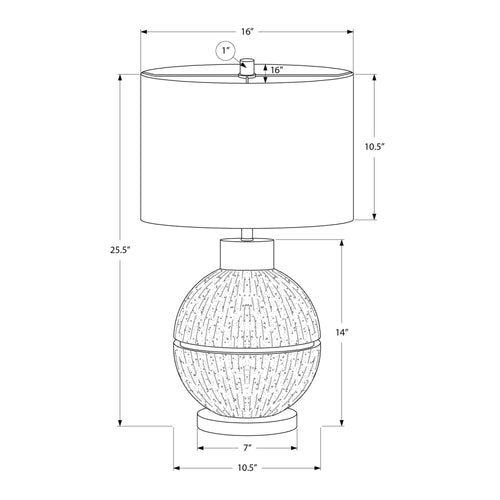 Round Table Lamp with Beige Shade 30" - Brown