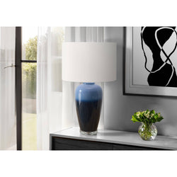 Ginger Jar Table Lamp with Ivory Shade 29" - Blue