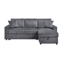 Brecker 2-Piece Sofa Sectional with Pullout Sleeper & Reversible Storage Chaise - Dark Grey