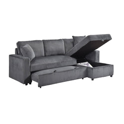 Brecker 2-Piece Sofa Sectional with Pullout Sleeper & Reversible Storage Chaise - Dark Grey