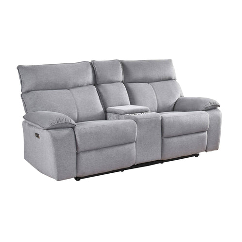 Casper Power Reclining Loveseat with Center Console - Grey