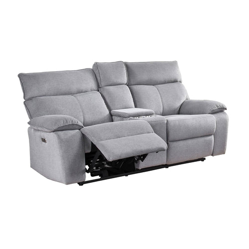 Casper Power Reclining Loveseat with Center Console - Grey