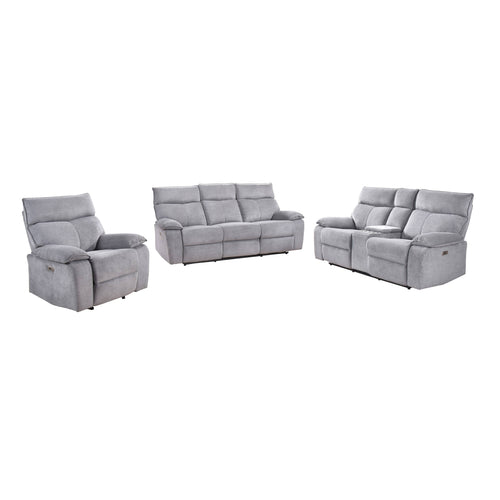 Casper Power Reclining Loveseat with Center Console - Grey