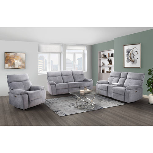 Casper Power Reclining Loveseat with Center Console - Grey