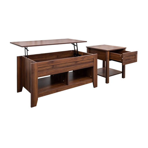 Irmias 2-Piece Lift-Top Coffee Table & End Table Set - Brown