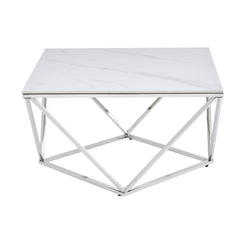 Alfeo Stone & Chrome Square Coffee Table