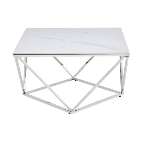 Alfeo Stone & Chrome Square Coffee Table