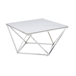 Alfeo Stone & Chrome Square Coffee Table