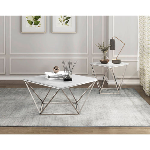 Alfeo Stone & Chrome Square Coffee Table