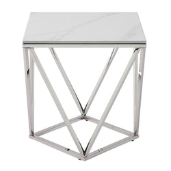 Alfeo Stone & Chrome Square End Table