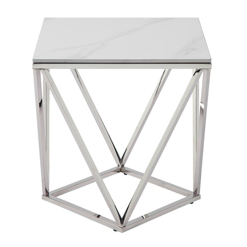 Alfeo Stone & Chrome Square End Table