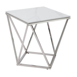 Alfeo Stone & Chrome Square End Table