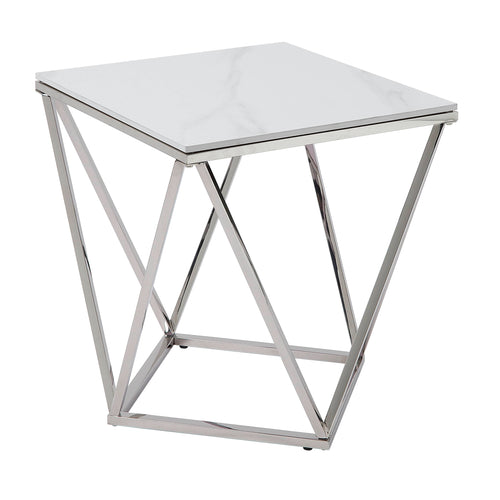 Alfeo Stone & Chrome Square End Table