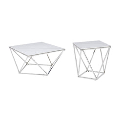 Alfeo Stone & Chrome Square End Table