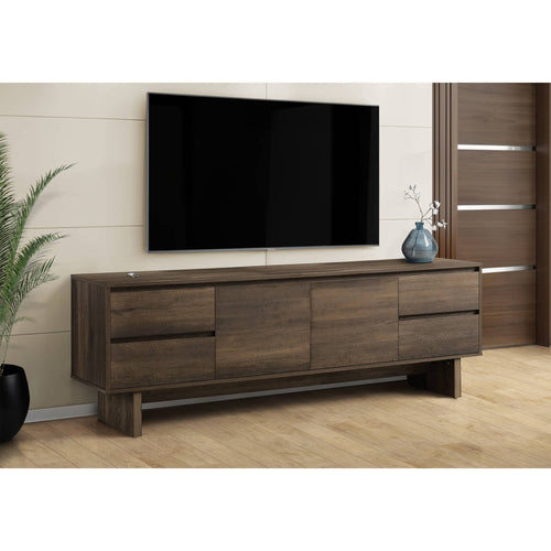 TV Stand with Storage - Dark Brown Wood