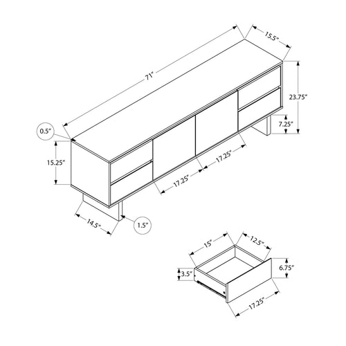TV Stand with Storage - Dark Brown Wood