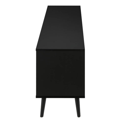 Mid Century TV Stand with 2 Wood-Look Doors - Black