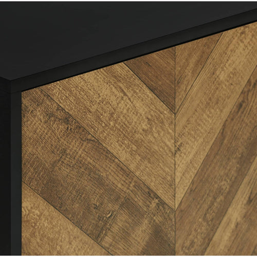 Mid Century TV Stand with 2 Wood-Look Doors - Black