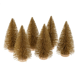 Bottle Brush Trees - Gold Glitter, Set of 6