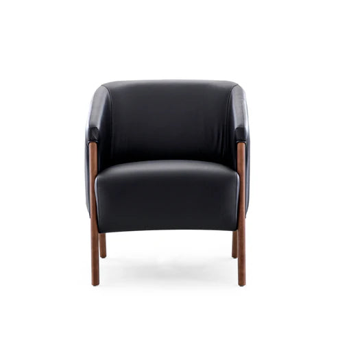 Abra Arm Chair in Walnut & Black Leather