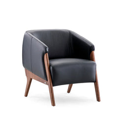 Abra Arm Chair in Walnut & Black Leather