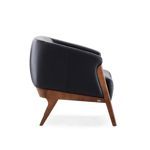 Abra Arm Chair in Walnut & Black Leather