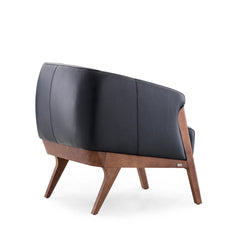 Abra Arm Chair in Walnut & Black Leather