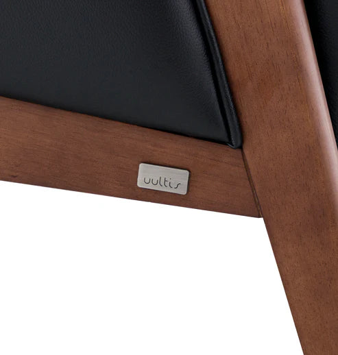 Abra Arm Chair in Walnut & Black Leather