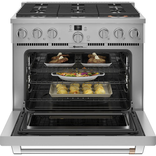 Cafe Range 36" Dual Fuel Pro Range 6 Burner - Stainless Steel