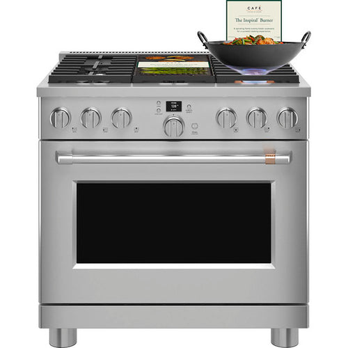 Cafe Range 36" Dual Fuel Pro Range 6 Burner - Stainless Steel