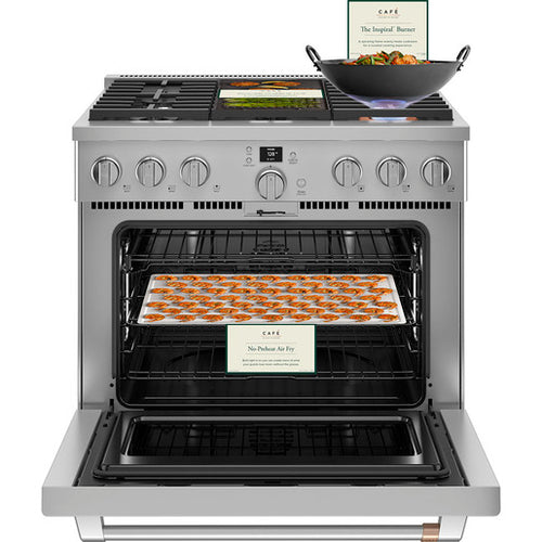 Cafe Range 36" Dual Fuel Pro Range 6 Burner - Stainless Steel