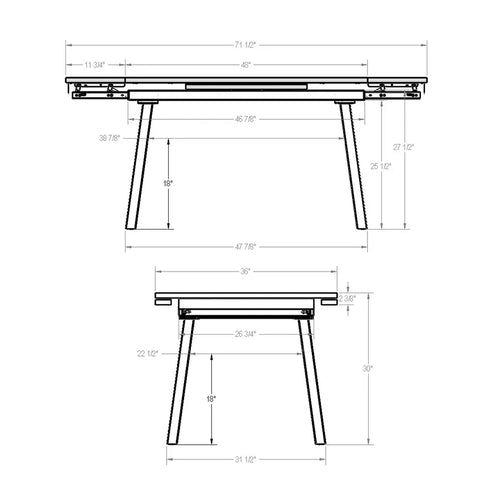 Lewis Dining Table 36" X 48" Extendable - 51 Harley / 26 Greywash