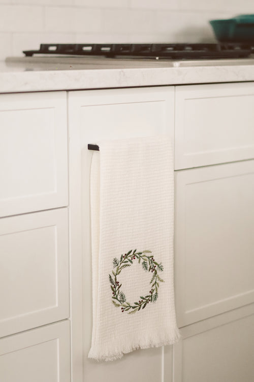 Embroidered Holiday Waffle Hand Towels S/2