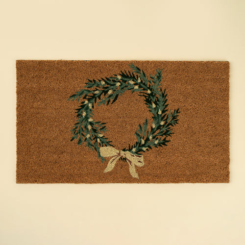 Holiday Wreath Doormat, - 18" x 30"
