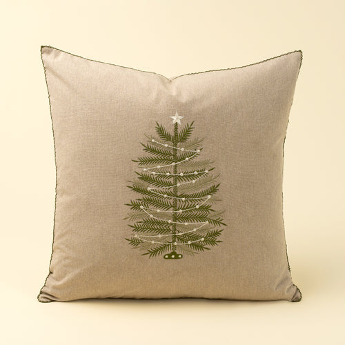 Embroidered Wreath & Tree Pillow