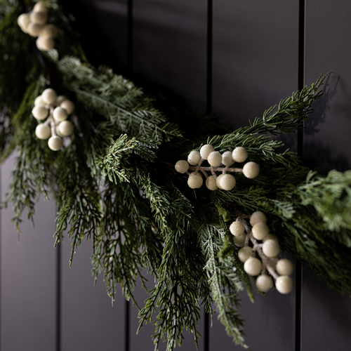 White Plum Frosted Berry Norfolk Cypress Real Touch Garland
