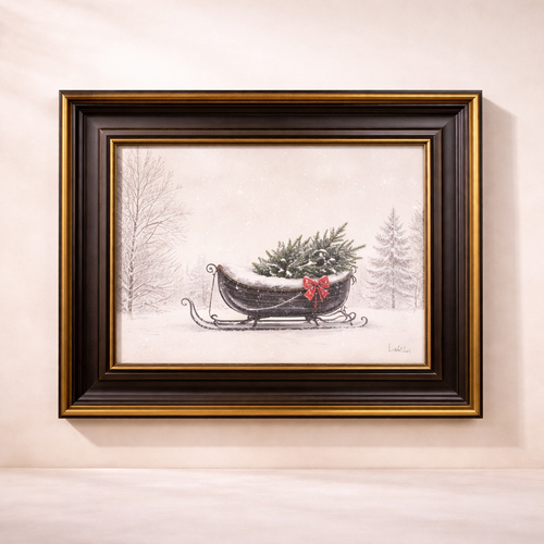 Festive Sleigh Framed Art
