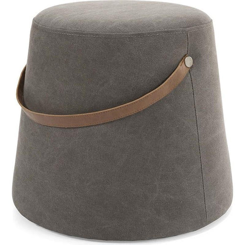 Morgan Fabric and Leather Ottoman