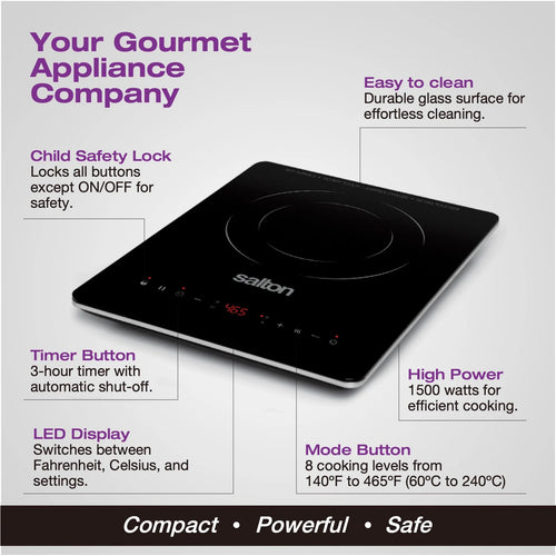 SALTON Slim Induction Cooktop - Black