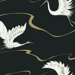 Soaring Cranes Wallpaper - Black