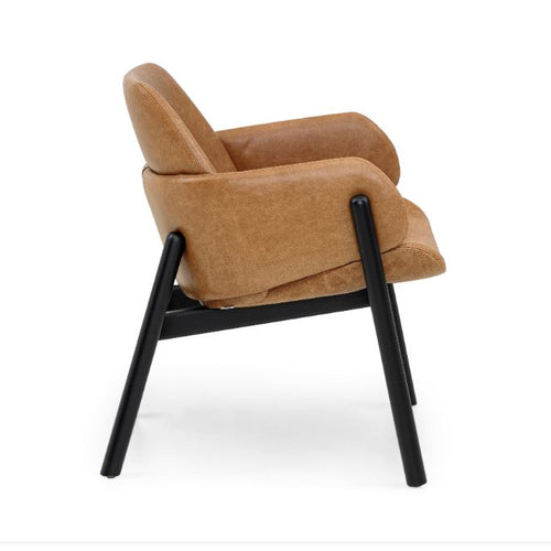 Above Accent Chair in Black Frame & Brown Leather