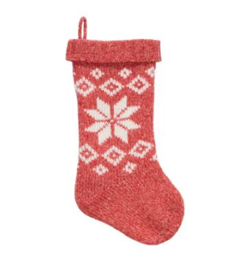 Heather Snowflake Knit Stocking 20" - Red